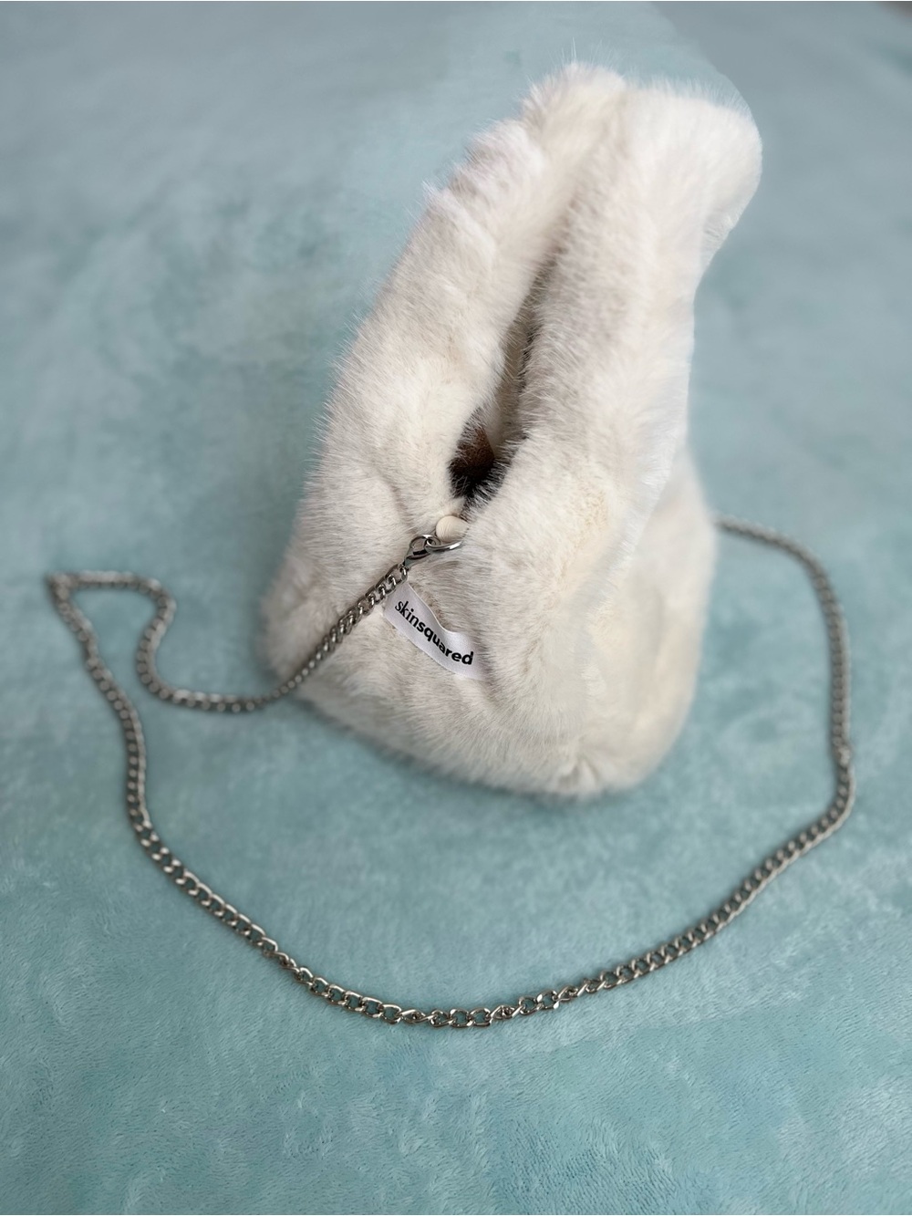 Skinsquared White Faux Fur Crossbody Small Purse Bag New
